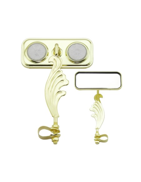 Rectangle Wing Mirror Gold Left Clear Reflectors.